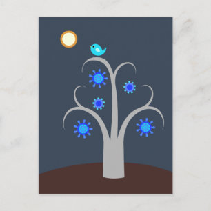 Blauer Vogel, Vollmond-Postkarte Postkarte