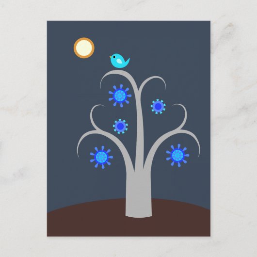 Blauer Vogel, Vollmond-Postkarte Postkarte (Vorderseite)