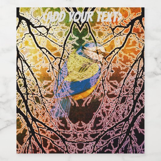 Blauer Vogel Weinetikett (Einzelnes Label)