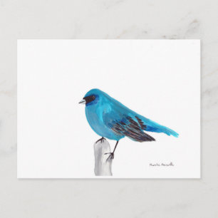 Blauer Vogel Wildlife Natur Aquarell Postkarte