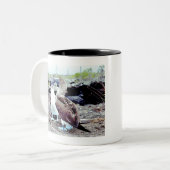 Blauer Vogel Zweifarbige Tasse (Vorderseite Links)