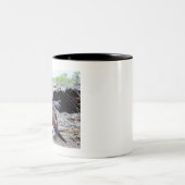 Blauer Vogel Zweifarbige Tasse (Mittel)