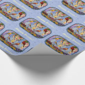 Blauer Vogelblumengarten Geschenkpapier (Ecke)