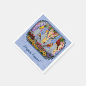 Blauer Vogelblumengarten Serviette (Ecke)