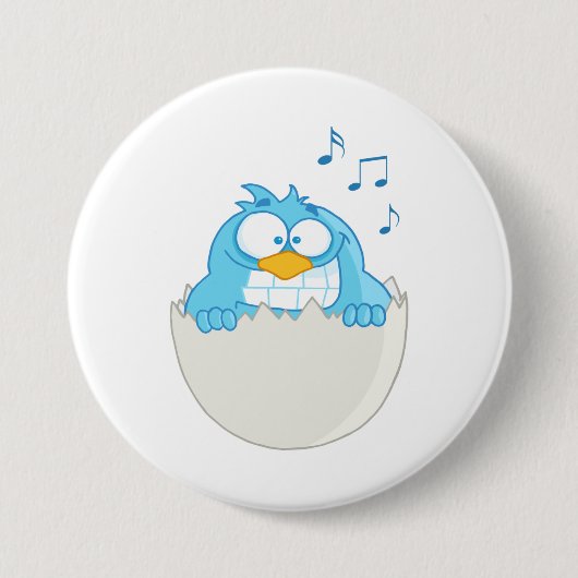 Blauer Vogelschlag Button (Vorderseite)
