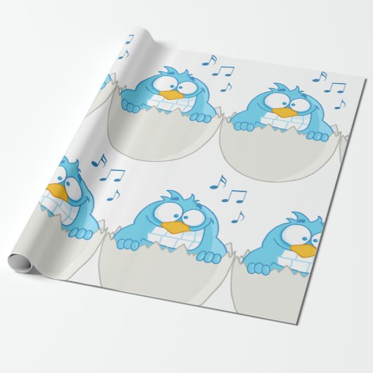 Blauer Vogelschlag Geschenkpapier (Ungerollt)