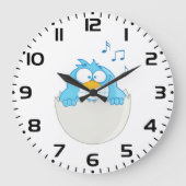 Blauer Vogelschlag Große Wanduhr (Vorderseite)