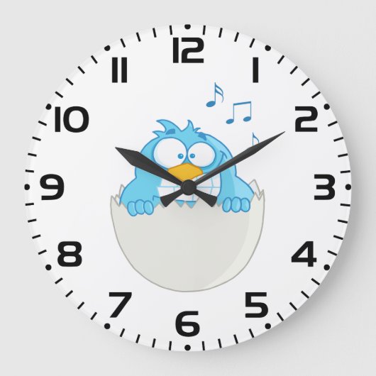 Blauer Vogelschlag Große Wanduhr (Vorderseite)
