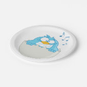 Blauer Vogelschlag Pappteller (Schrägansicht)