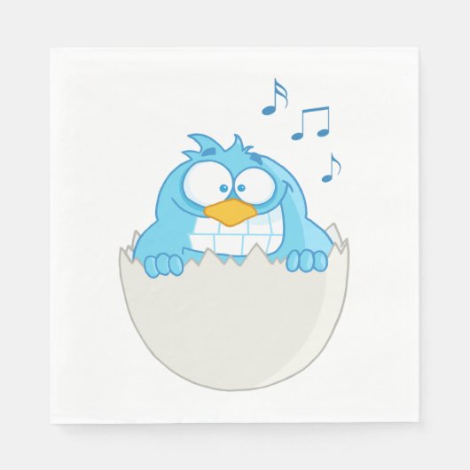 Blauer Vogelschlag Serviette (Vorderseite)