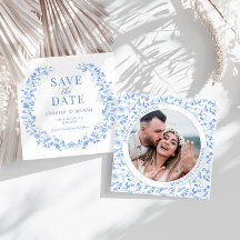 Blauer Volksmund Save the Date Foto Einladung