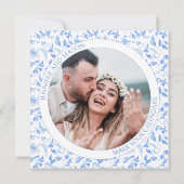 Blauer Volksmund Save the Date Foto Einladung (Rückseite)