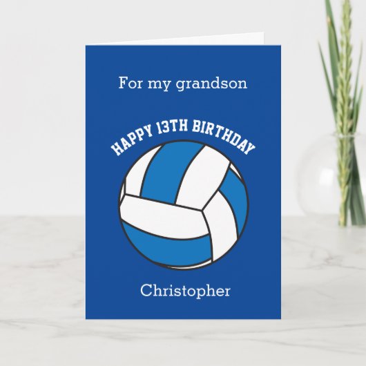 Blauer Volleyball 13. Geburtstag Karte (Vorderseite)