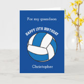 Blauer Volleyball 13. Geburtstag Karte (Gelbe Blume)