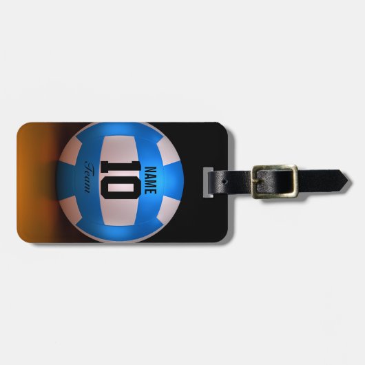 Blauer Volleyball Gepäckanhänger (Vorderseite horizontal)