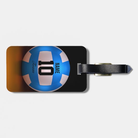 Blauer Volleyball Gepäckanhänger (Rückseite horizontal)