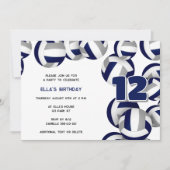 Blauer Volleyball Mädchen Geburtstagsparty Einladung (Vorderseite)