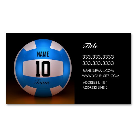 Blauer Volleyball Magnetische Visitenkarte (Vorderseite)