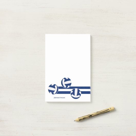 Blauer Volleyball-Sondername für Sportler oder Tra Post-it Klebezettel (Auf Schreibtisch)