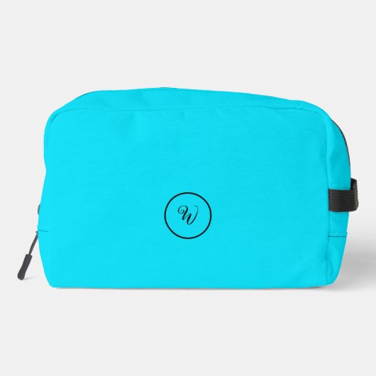 Blauer Vollfarben Neon Monogramm Moderne Mode Waschbeutel (Rückseite)