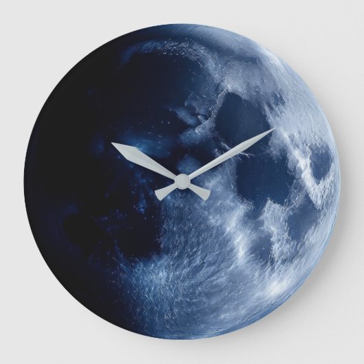 Blauer Vollmond Himmelsraum Astronomie Große Wanduhr (Vorderseite)