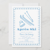 Blauer, von Hand Gezeichnet Après Ski Winter Gebur Einladung (Vorderseite)