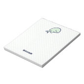 Blauer, von Hand Gezeichnet Beluga Whale Boys Name Notizblock (Rotiert)