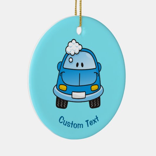 Blauer Wagen mit Bläschen Keramik Ornament (Rechts)