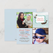 Blauer Wal 2 Foto Kinder - Einladung zum Geburtsta (Vorne/Hinten)