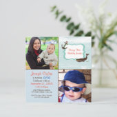 Blauer Wal 2 Foto Kinder - Einladung zum Geburtsta (Stehend Vorderseite)