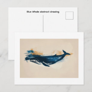 Blauer Wal abstrakte Zeichnung Klein Postkarte