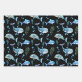 Blauer Wal Aquarellfarben Nahtloses Muster Geschenkpapier Set (Vorderseite 2)