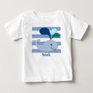 Blauer Wal auf blaugestreiftem Hintergrund-Shirt Baby T-shirt