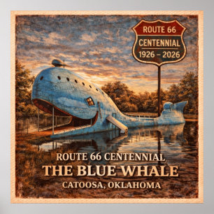 Blauer Wal Catoosa Oklahoma Centennial Poster