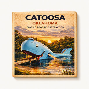 Blauer-Wal-Catoosa-Route-66-Kühlschrank-Anhänger Magnet