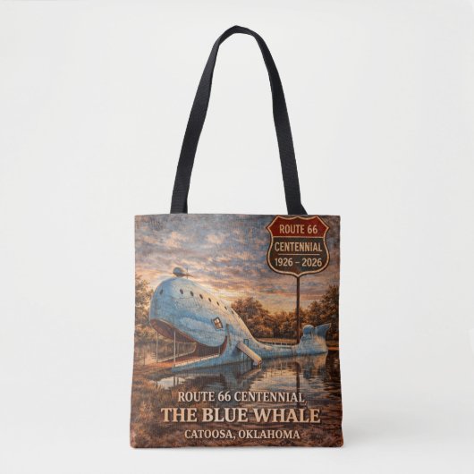 Blauer Wal Catoosa Route 66 Oklahoma Geschenk Tasche (Vorderseite)
