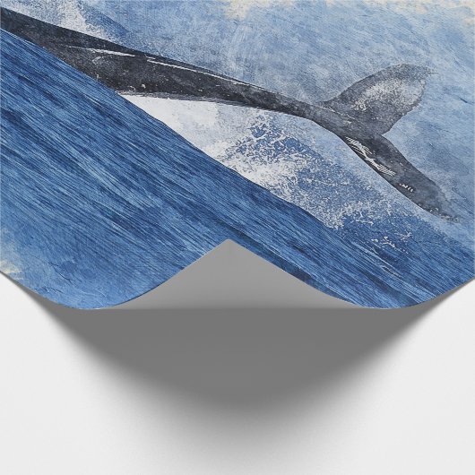 Blauer Wal Geschenkpapier (Ecke)