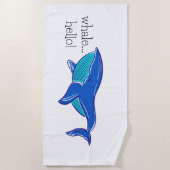 Blauer Wal Hallo Preppy Strandtuch (Vorderseite)