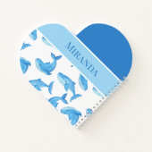 Blauer Wal Ihr Name Ocean Sea Life Herz geformt Notizblock (Rückseite)