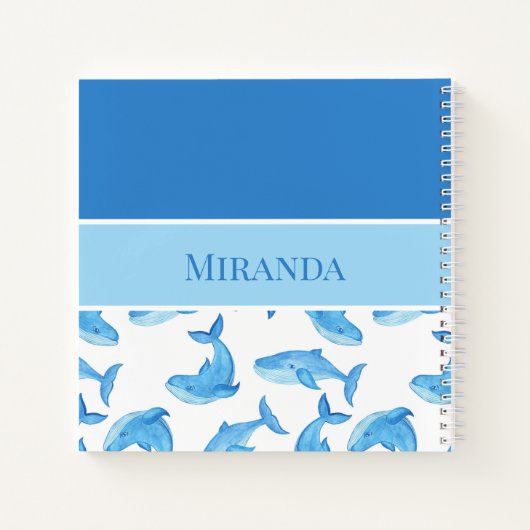 Blauer Wal Ihr Name Seeleben Notizblock (Rückseite)