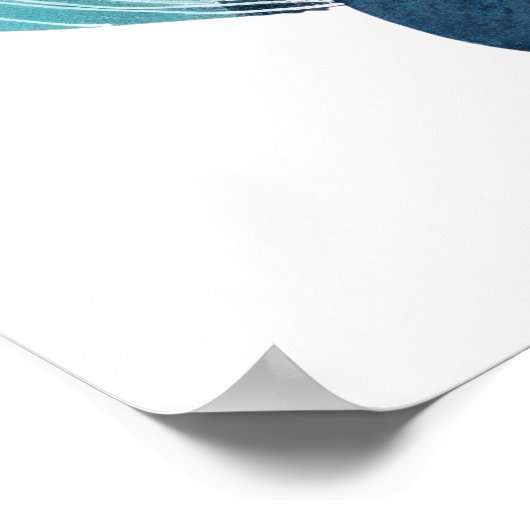 Blauer Wal Illustration Small Poster (Ecke)