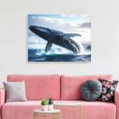 Blauer Wal Leinwanddruck (Insitu (Wohnzimmer))