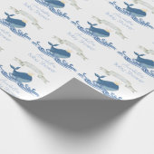 Blauer Wal mit Crown Nautical Boy Baby Shower Geschenkpapier (Ecke)