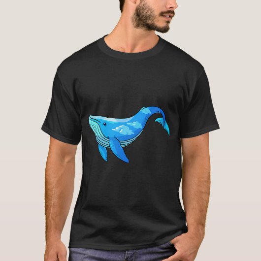 Blauer Wal mit Wolken T-Shirt (Vorderseite)