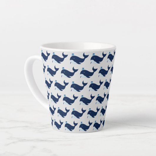 Blauer Wal, nautische Latte-Tasse Milchtasse (Linke Ecke)
