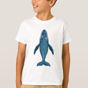 Blauer Wal Overhead-Ornamentales geometrisches Mus T-Shirt