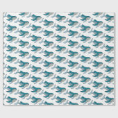 Blauer Wal Ozean Muster Geschenkpapier (Flach)