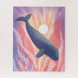 Blauer Wal | Ozeanfarbnuancen Wasserfarbe Tier Puzzle