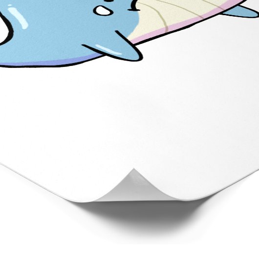 Blauer Wal Sad Whale Pun Poster (Ecke)