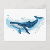 Blauer Wal Säugetier schwimmt Klein Postkarte (Vorderseite)